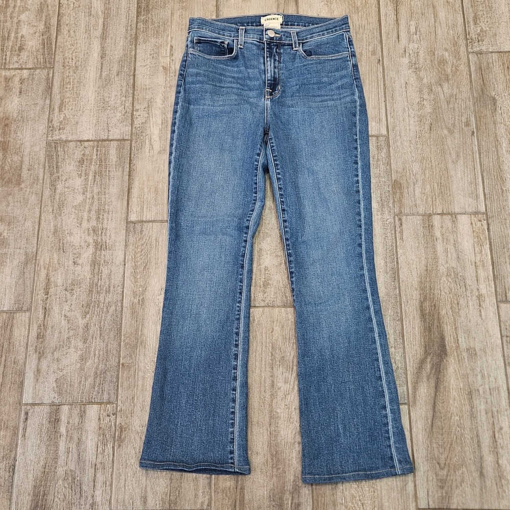 L'AGENCE Ruth High Rise Straight Jean Size 28 Blue Lacerta USA Designer Timeless